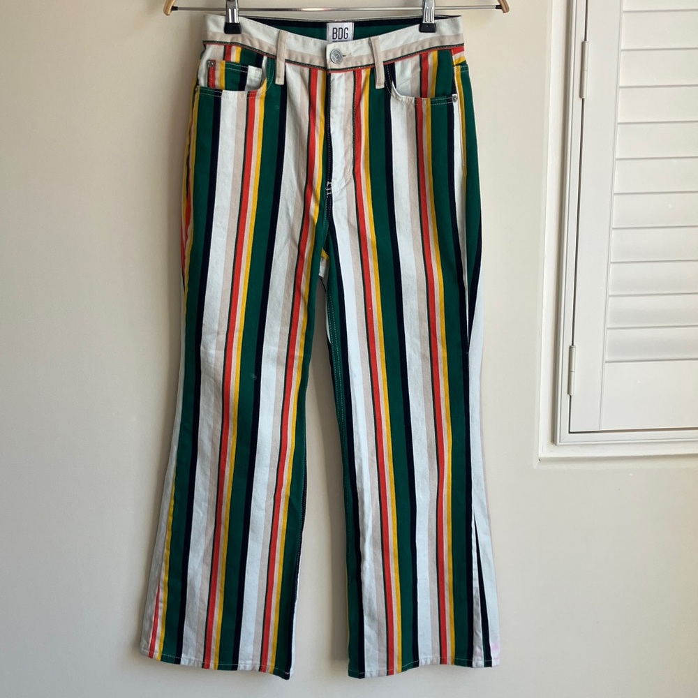 BDG Retro Urban Outfitters Striped High-Waisted Flare Jean Bold Stripes Size 27